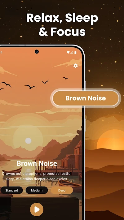 Brown Noise app - Relax, Sleep and Focus with brown noise player interface